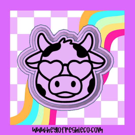 Cow With Heart Glasses Silicone Mold