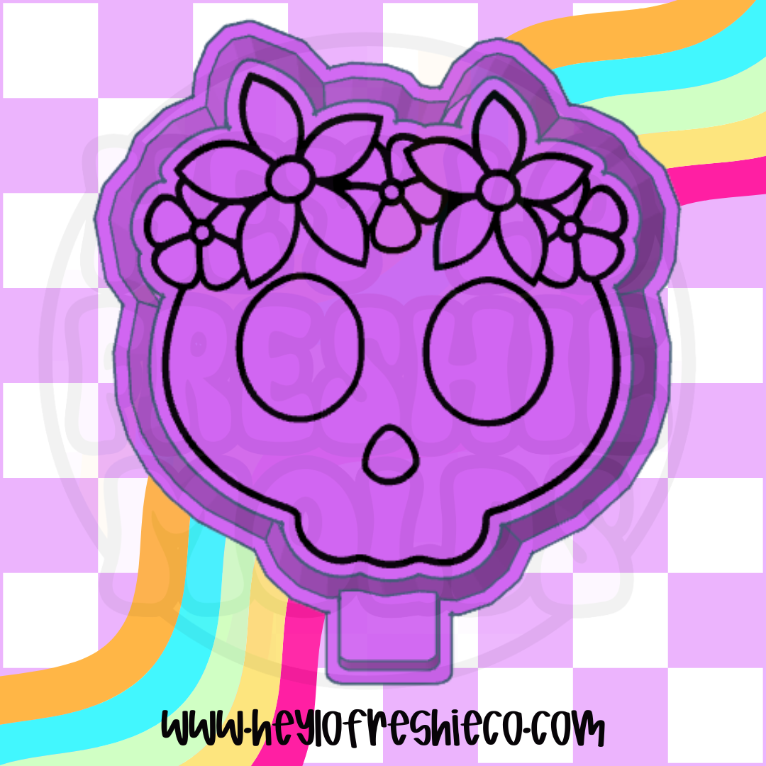 Skull With Flower Crown Silicone Mold