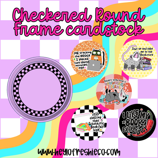 Checkered Round Frame Cardstock | 10 Count