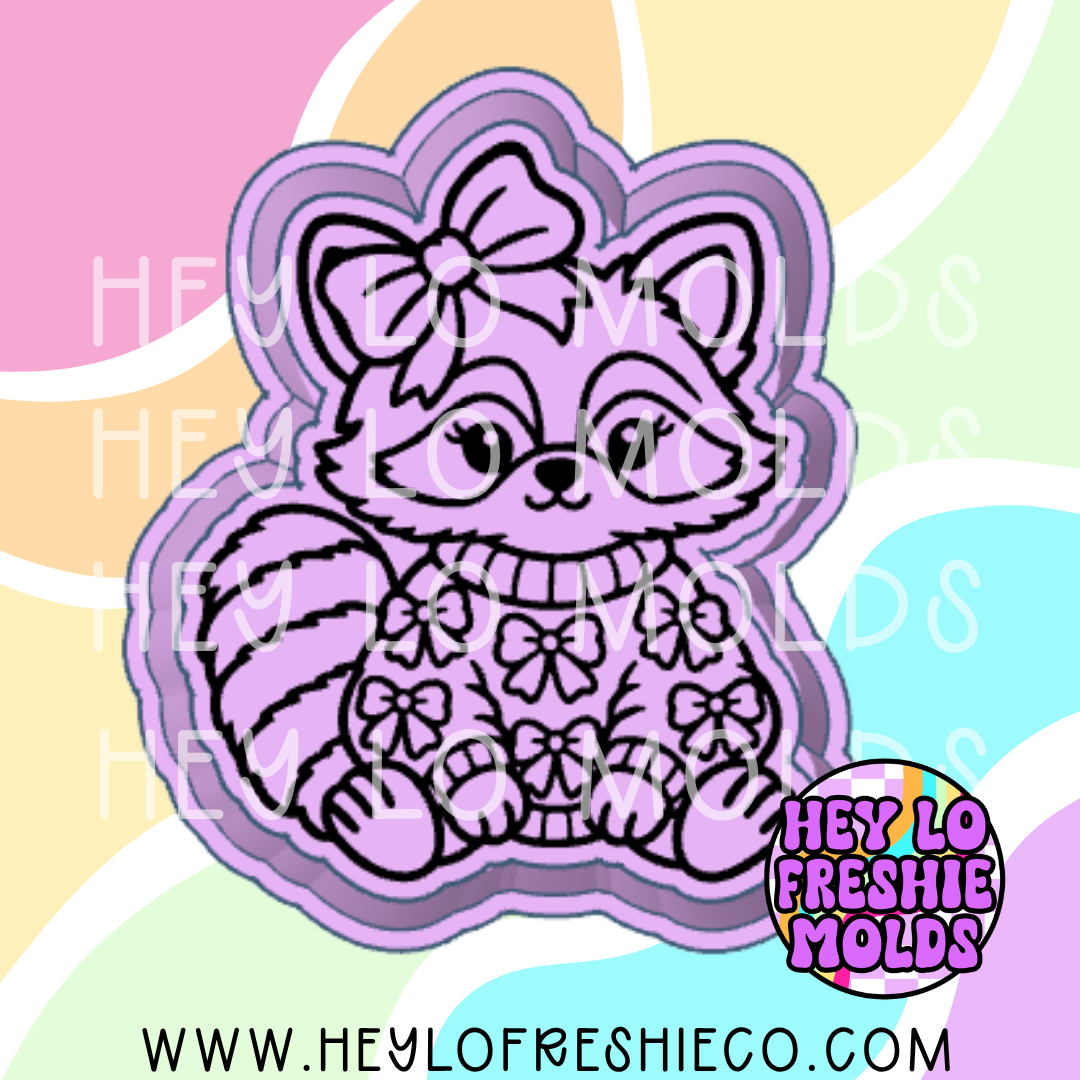 Raccoon In Bow Sweater Silicone Mold