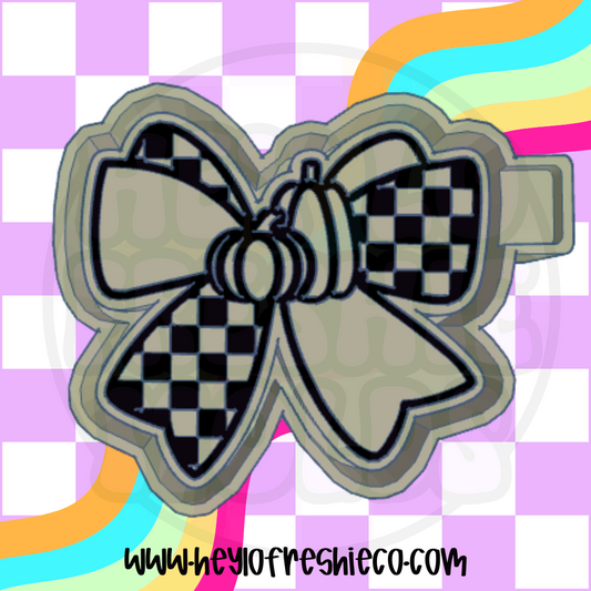 Checkered Pumpkin Bow Silicone Mold