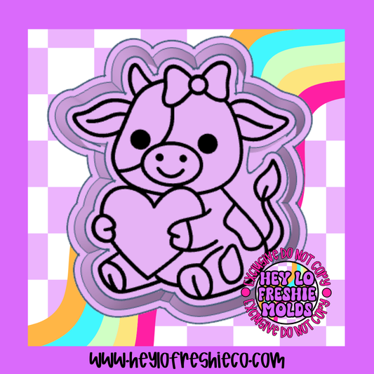 Cutie Cow With Heart Silicone Mold