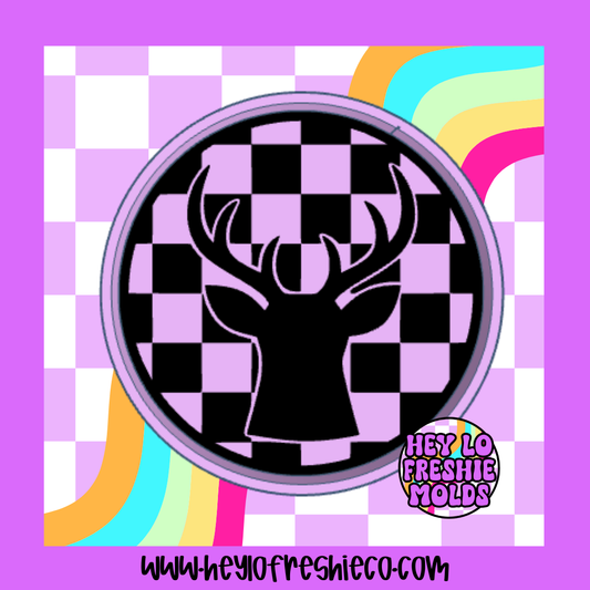 Deer Checkered Circle Silicone Mold