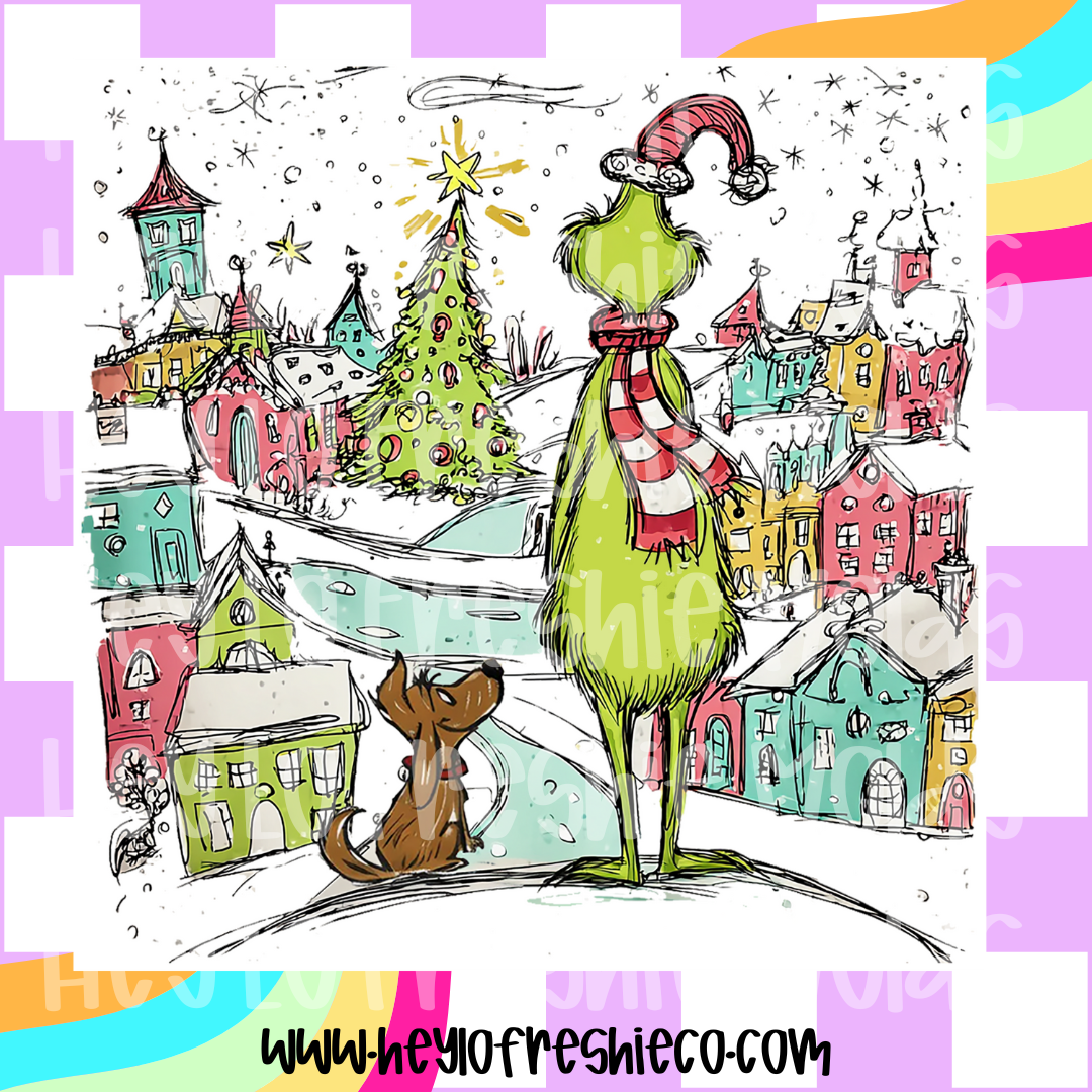 Pick Your Own Cardstock | Square | Green Guy & Dog