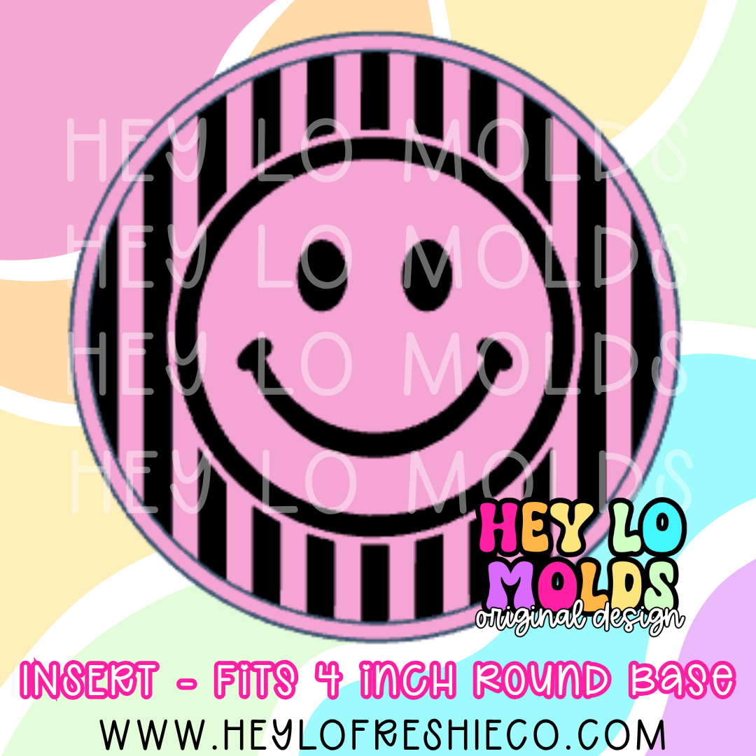4 Inch Round Insert - Striped Smiley