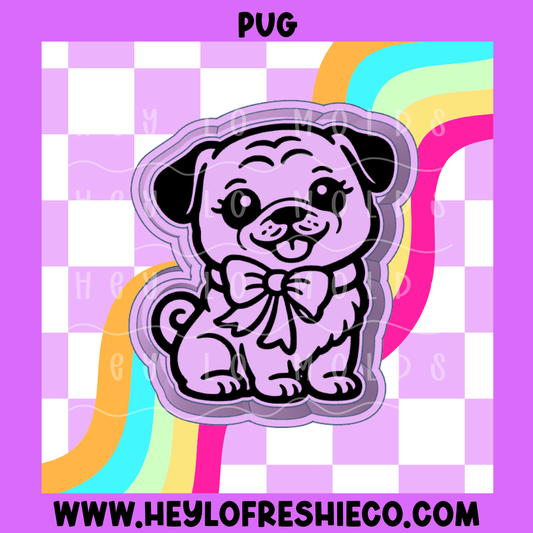 Pug With Bow Silicone Mold