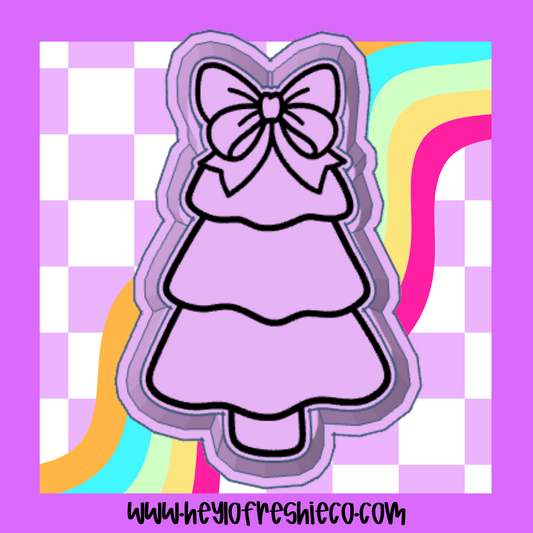 Christmas Tree With Bow Silicone Mold