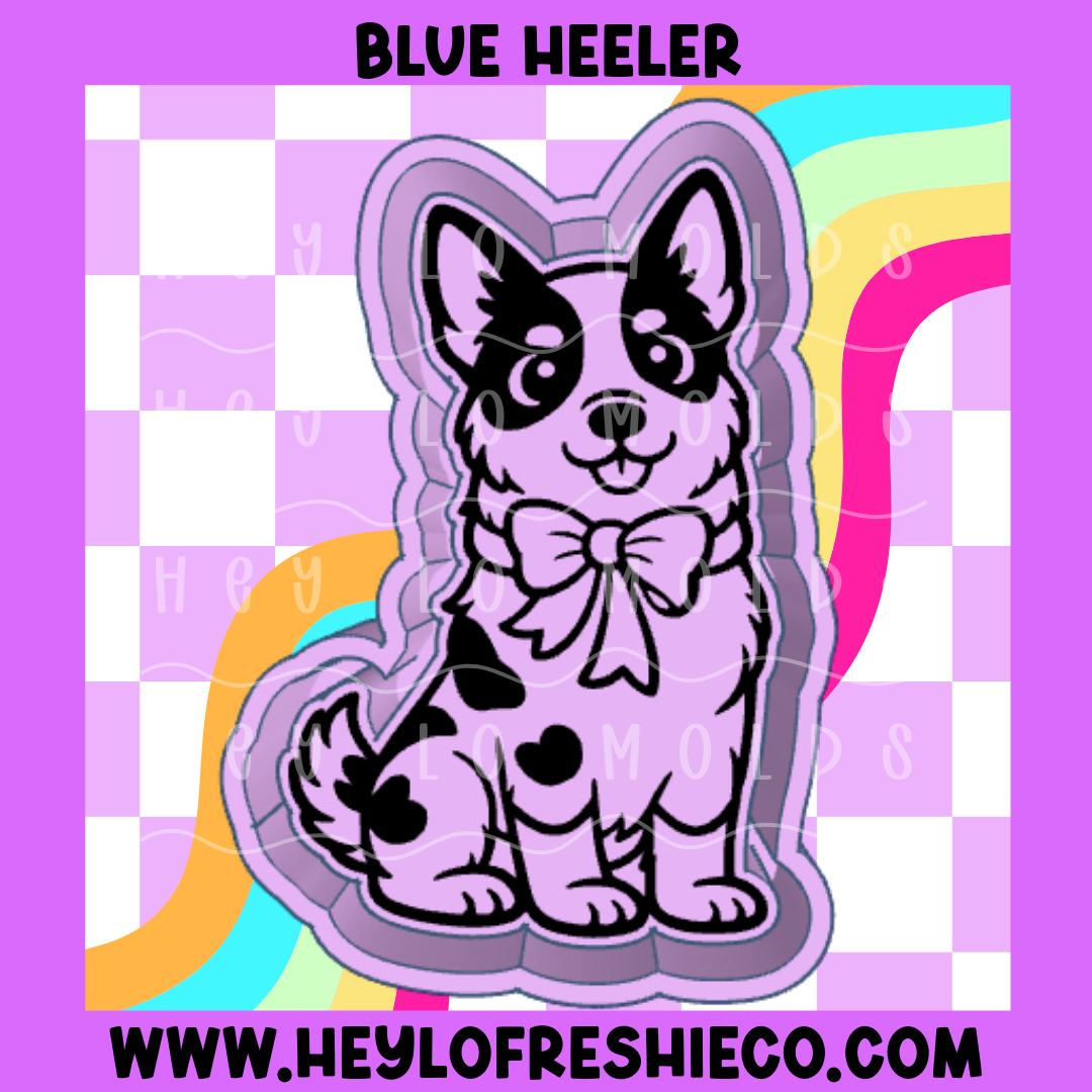 Blue Heeler With Bow Silicone Mold