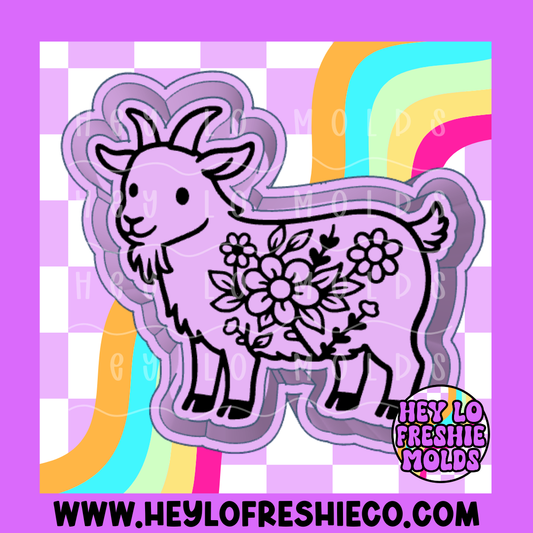Floral Goat Silicone Mold