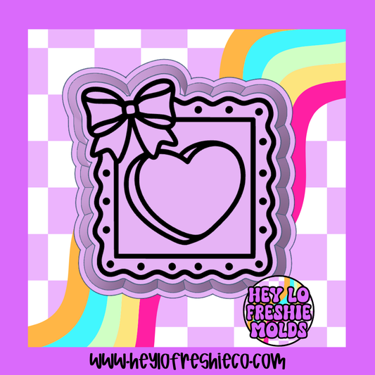 Candy Heart In Bow Frame Silicone Mold