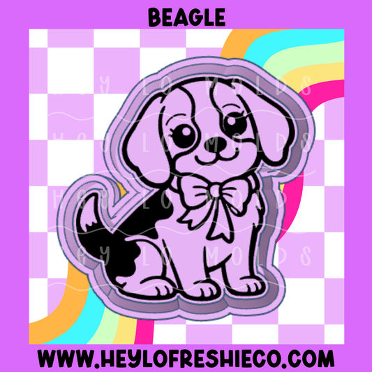 Beagle With Bow Silicone Mold