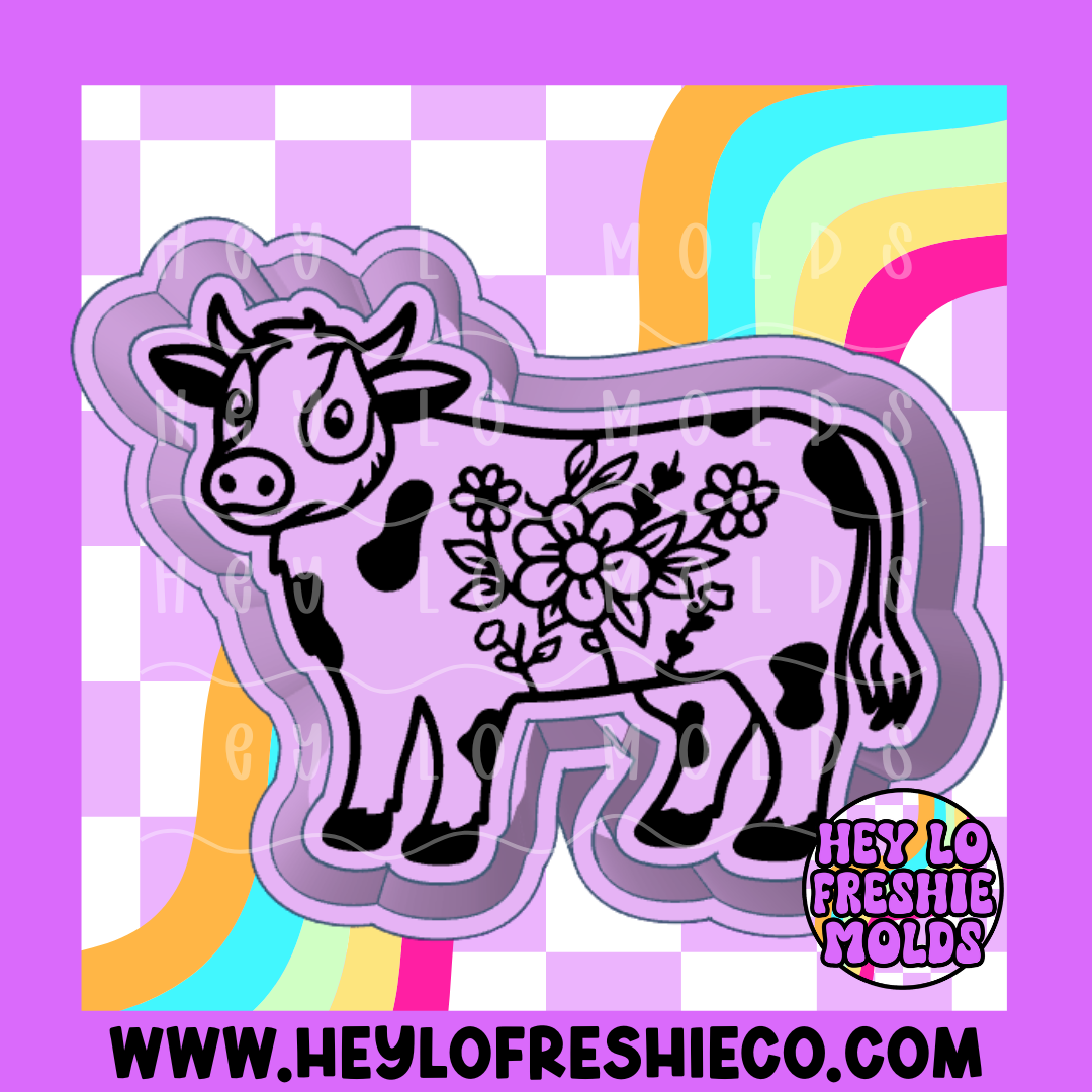 Floral Cow Silicone Mold