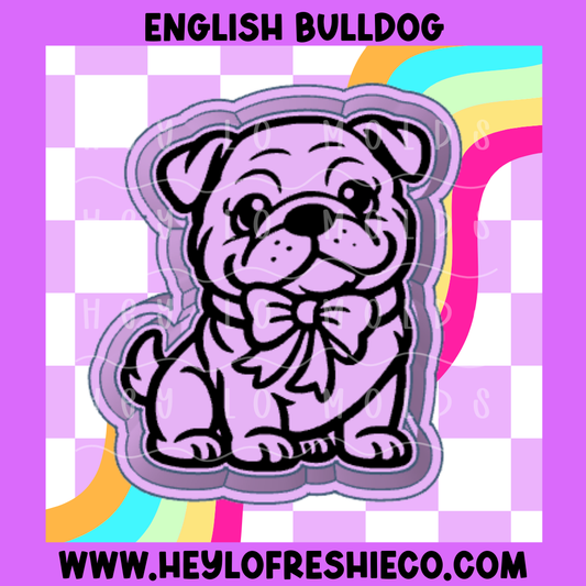 English Bulldog With Bow Silicone Mold