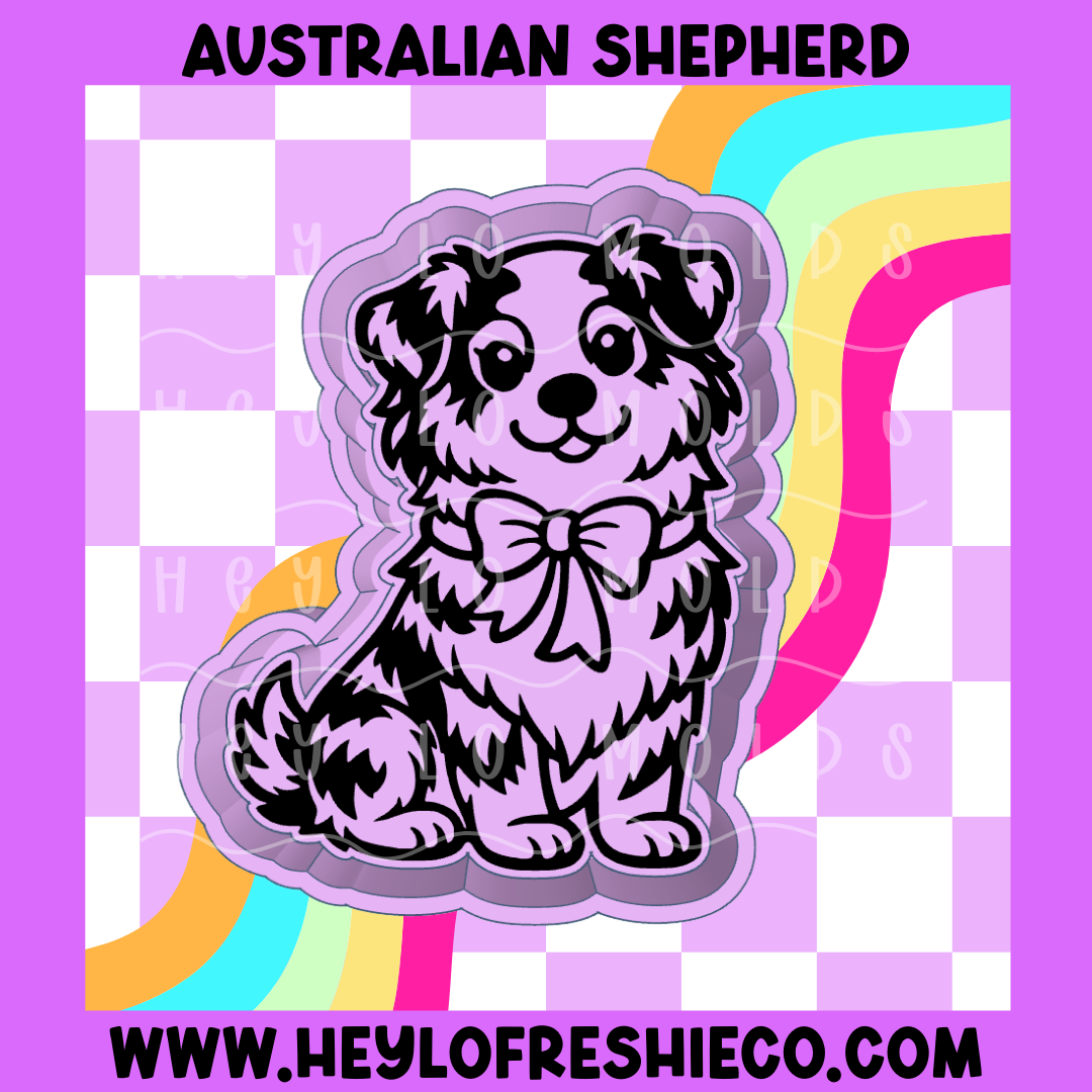 Australian Shepherd With Bow Silicone Mold