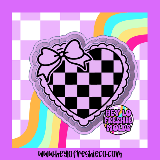 Checkered Lace Heart Silicone Mold