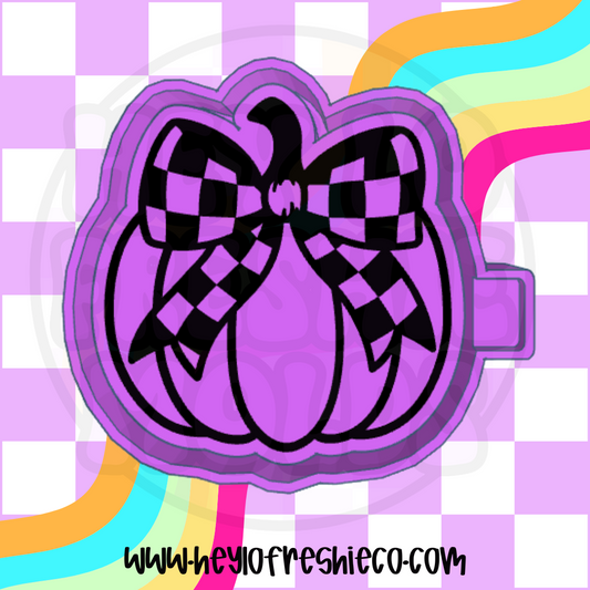 Pumpkin With Checkered Bow Silicone Mold