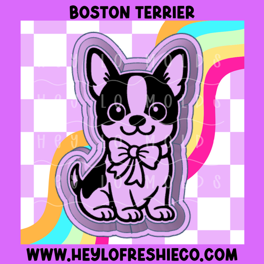 Boston Terrier With Bow Silicone Mold