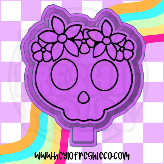 Skull With Flower Crown Silicone Mold