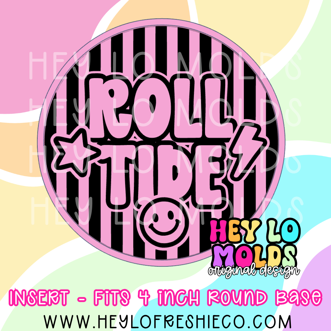 4 Inch Round Insert - Preppy Team Name: Roll Tide