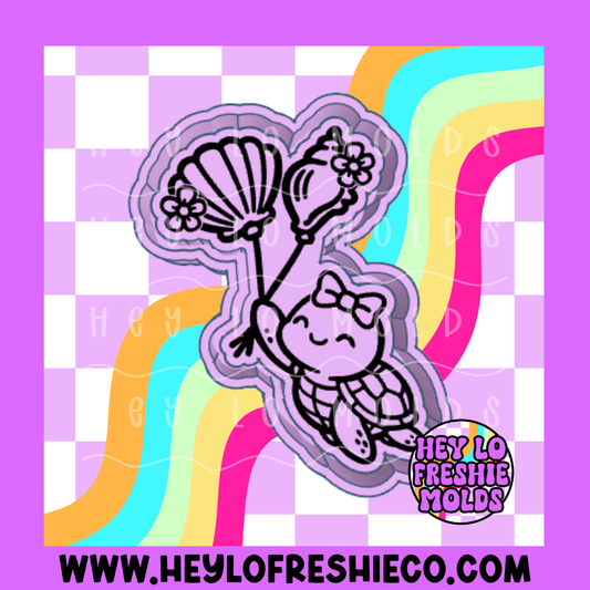 Turtle With Balloons Silicone Mold