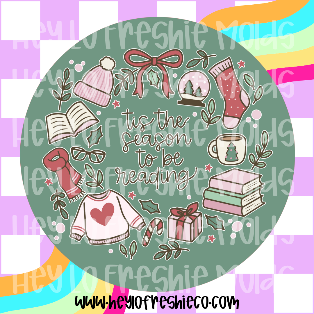 Round Cardstock | Tis The Season To Be Reading (Green)