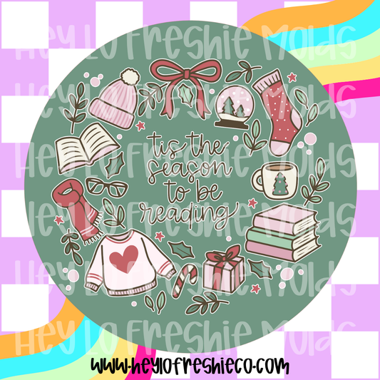Round Cardstock | Tis The Season To Be Reading (Green)
