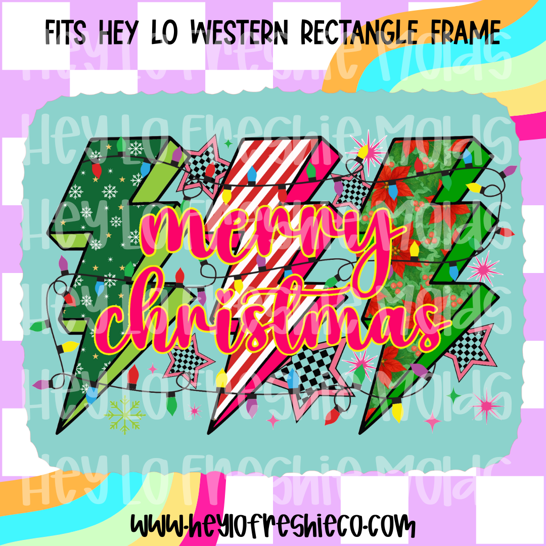 Pick Your Own Cardstock | Western Rectangle Merry Christmas Lightning