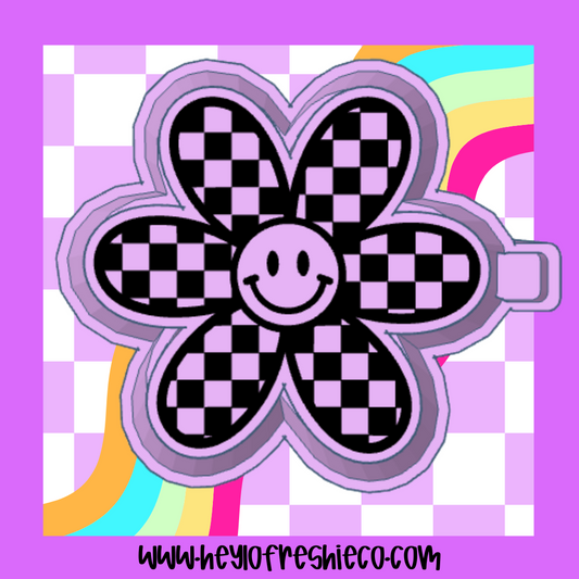 Checkered Smile Flower Silicone Mold
