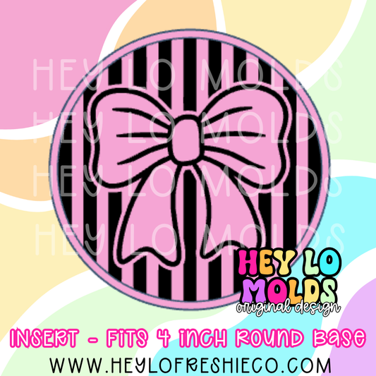 4 Inch Round Insert - Striped Bow
