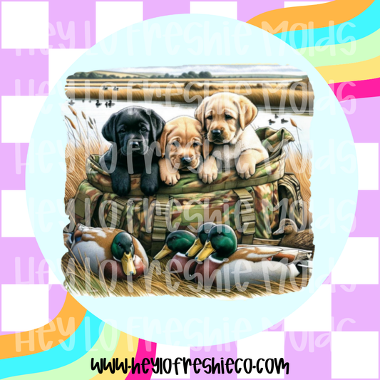 Pick Your Own Cardstock | Round | Lab Puppy Duck Hunters