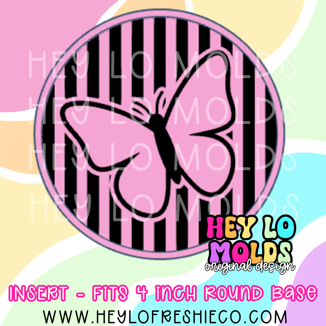 4 Inch Round Insert - Striped Butterfly
