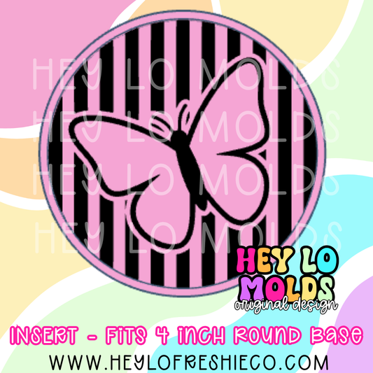 4 Inch Round Insert - Striped Butterfly