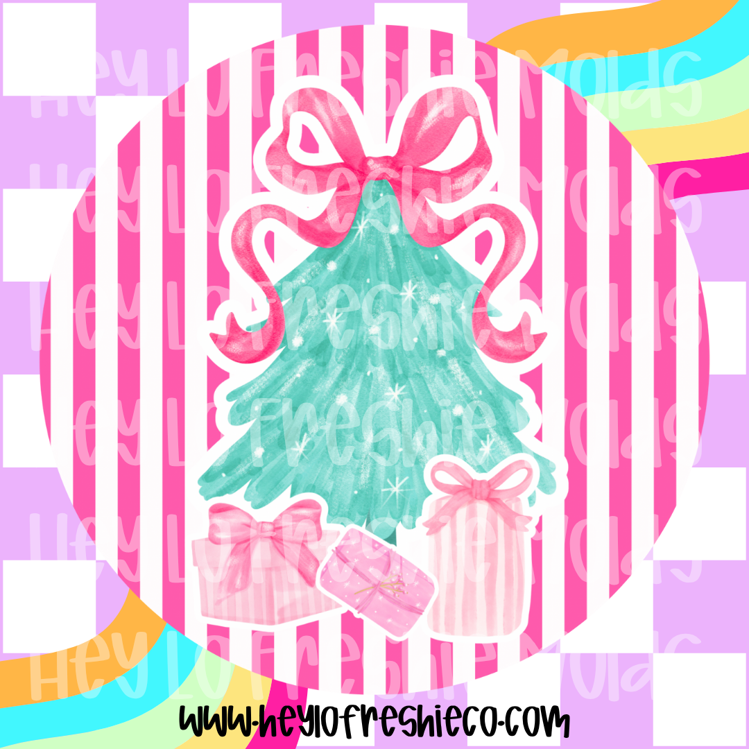 Round Cardstock | Pink Christmas Tree