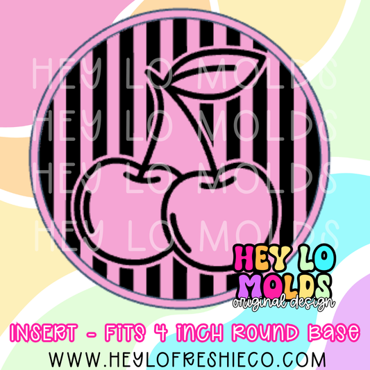 4 Inch Round Insert - Striped Cherries