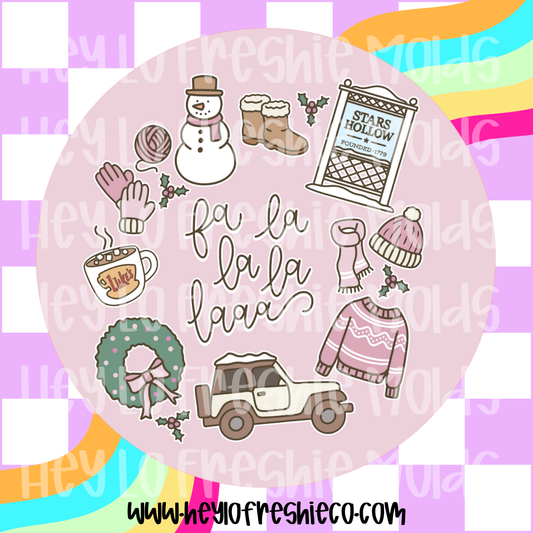 Round Cardstock | Stars Hollow Pink Christmas