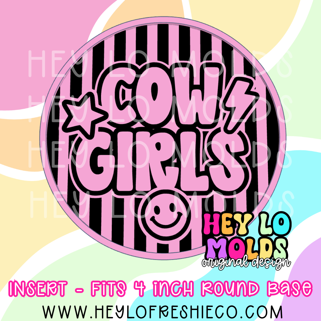 4 Inch Round Insert - Preppy Team Name: Cowgirls