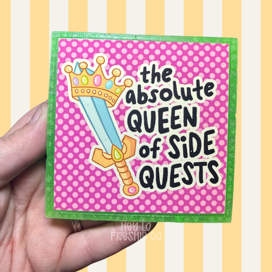 Queen Of Side Quests Car Freshie | Scent: Strawberry Lemon Blondie