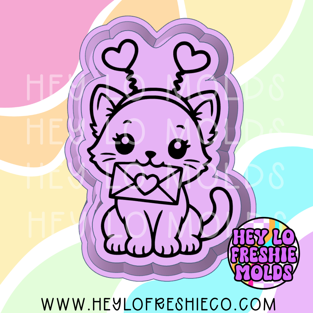 Cat With Love Letter Silicone Mold