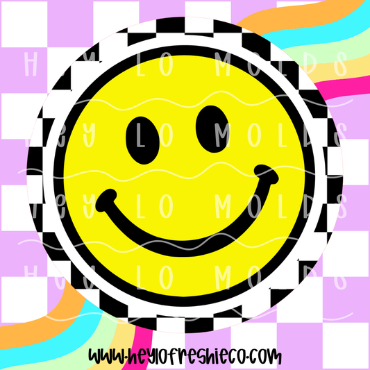 Round Cardstock 032 | Checkered Smiley