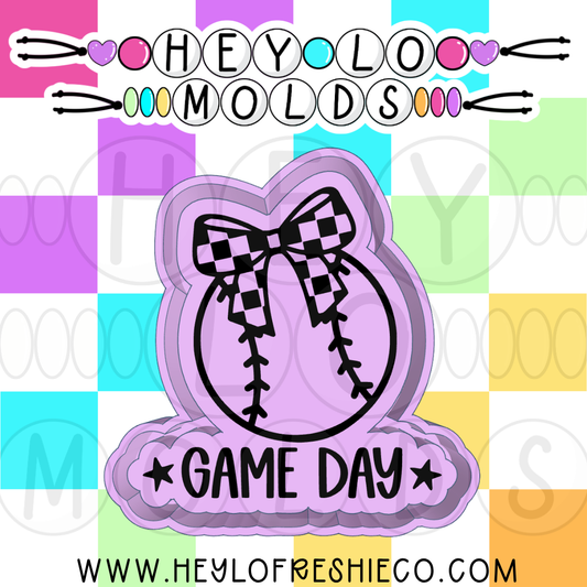 Game Day Baseball With Bow Silicone Mold