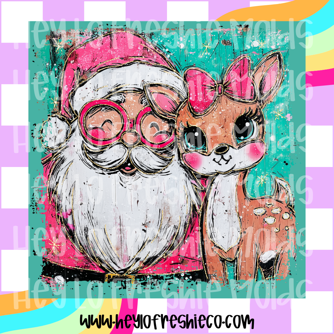 Pick Your Own Cardstock | Square | Santa & Reindeer