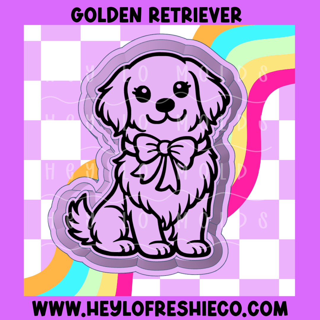 Golden Retriever With Bow Silicone Mold