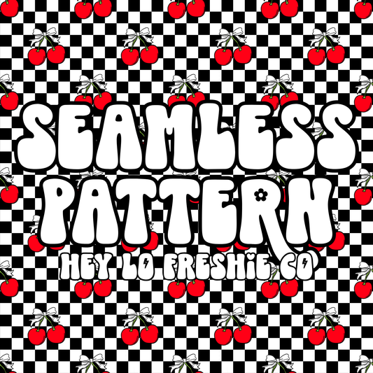 SEAMLESS PATTERN DIGITAL DOWNLOAD: Black Checkered Cherries