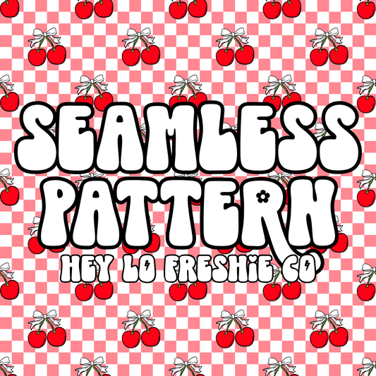 SEAMLESS PATTERN DIGITAL DOWNLOAD: Pink Checkered Cherries