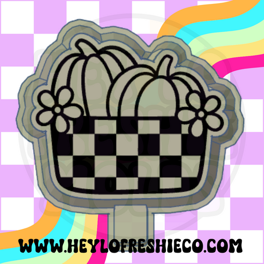 Pumpkins In Checkered Basket Silicone Mold