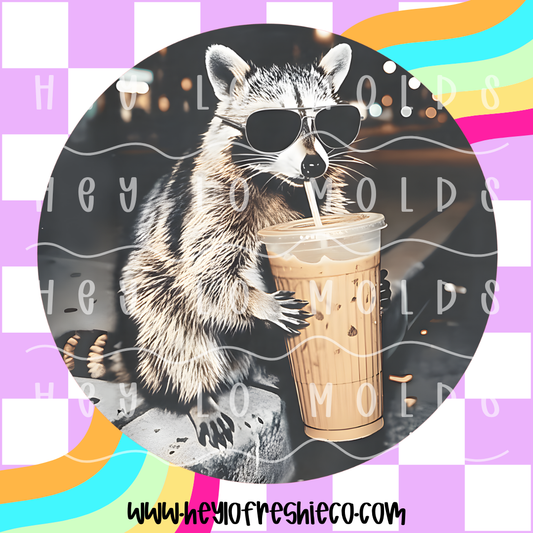Round Cardstock 110 | Iced Coffee Raccoon