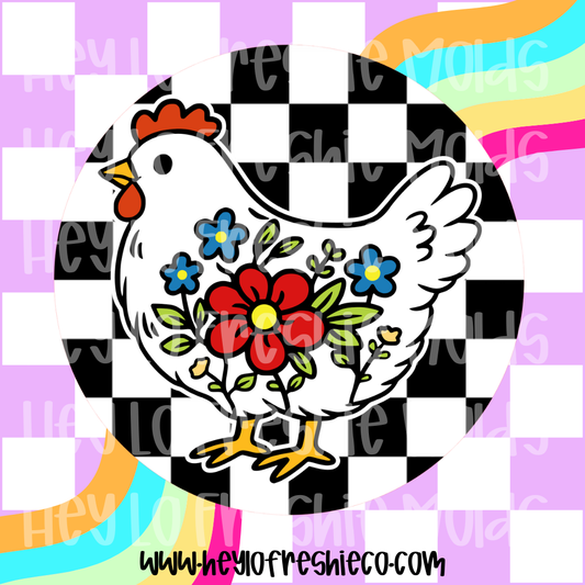 Round Cardstock 074 | Floral Chicken